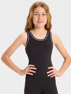 all in motion Black Tank Top with White Contrast Trim
